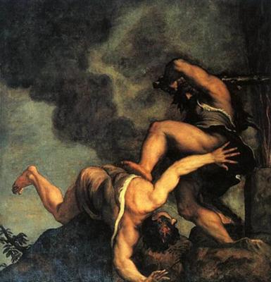 Cain killing Abel by Titian, 1574